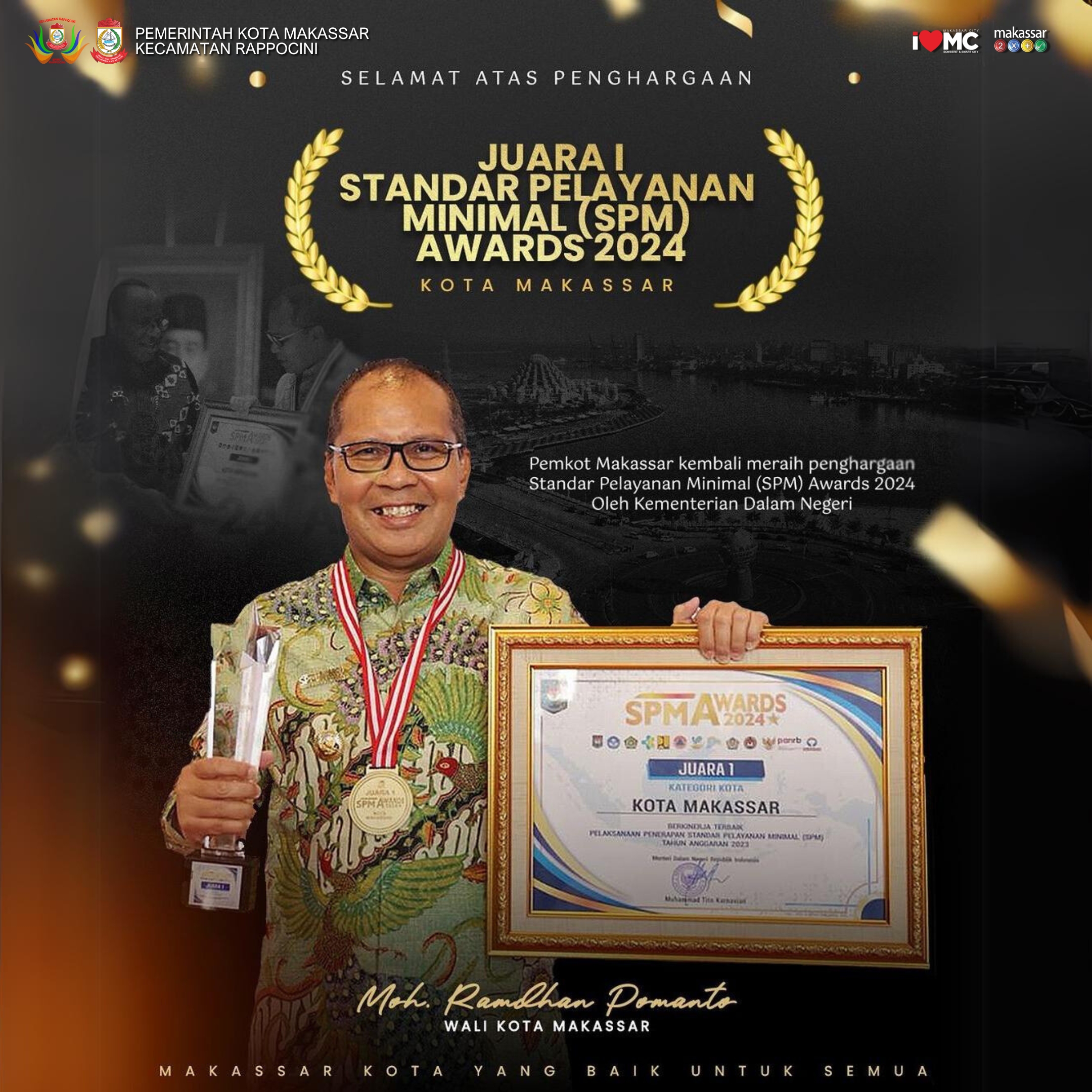 Gambar Pemkot Makassar Raih Juara 1 SPM Award 2024